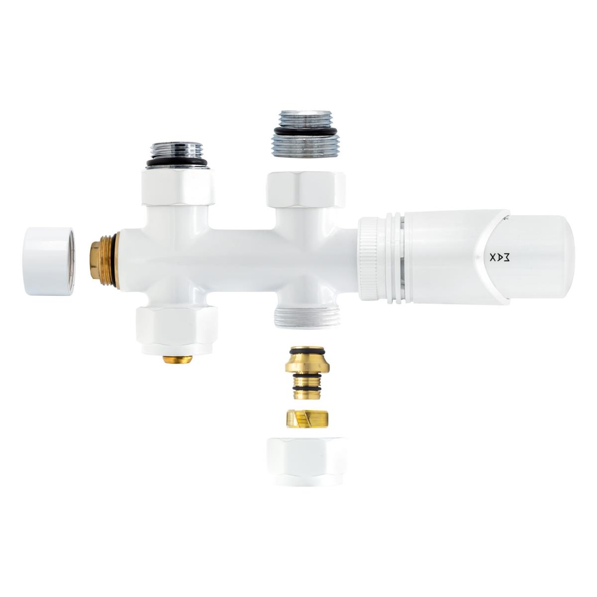 VS H-blok thermostatiseerbaar vloer wit compleet (2/26) met kopp. alpex 16